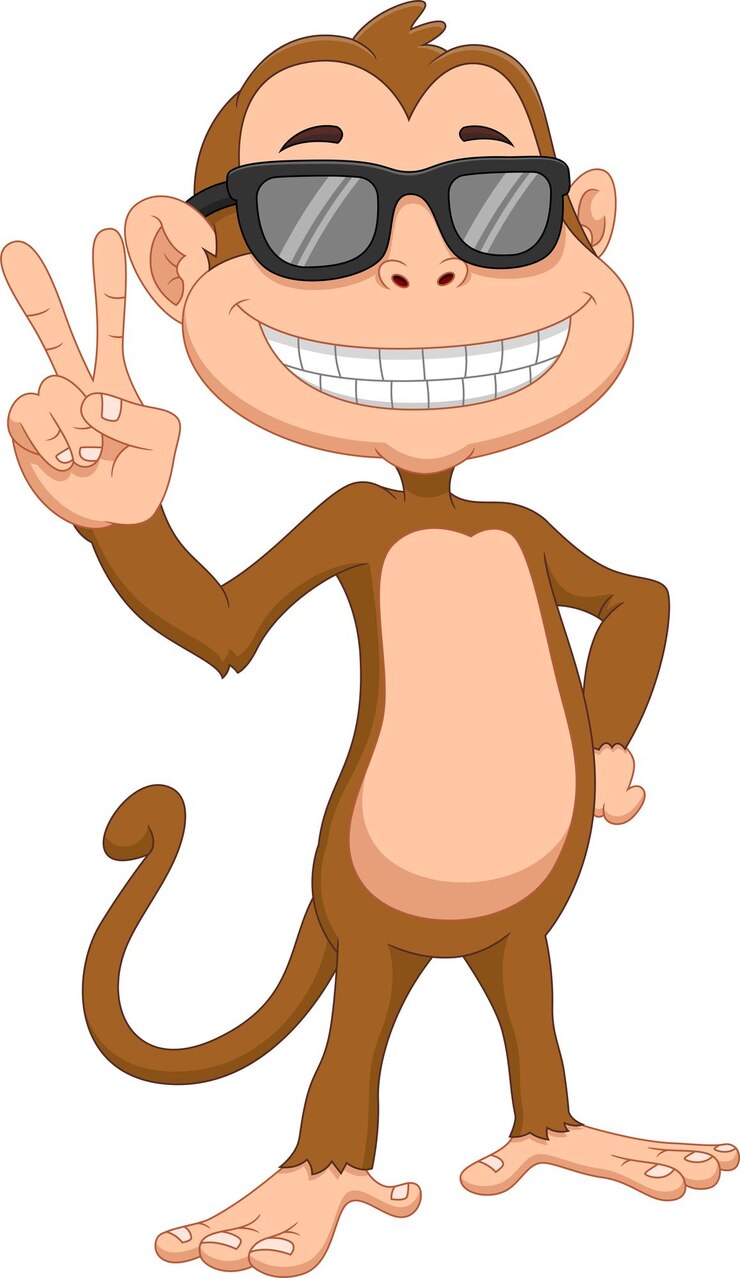 Vetor macaco bonito dos desenhos animados com óculos de sol
