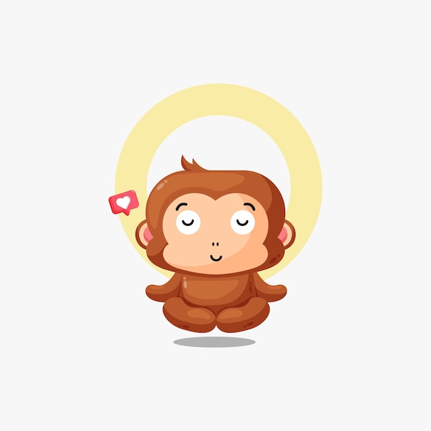 Macaco bonito fazendo ícone de ilustração de pose de ioga