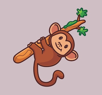 Design Simples Plana Macaco Desenho Animado Ícone Ilustração