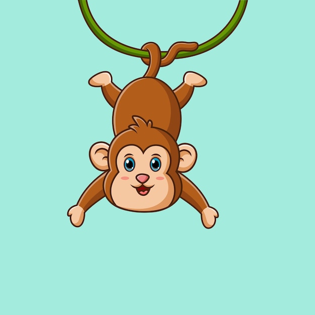 Macaco Bonito Personagem Desenho Animado Simples imagem vetorial