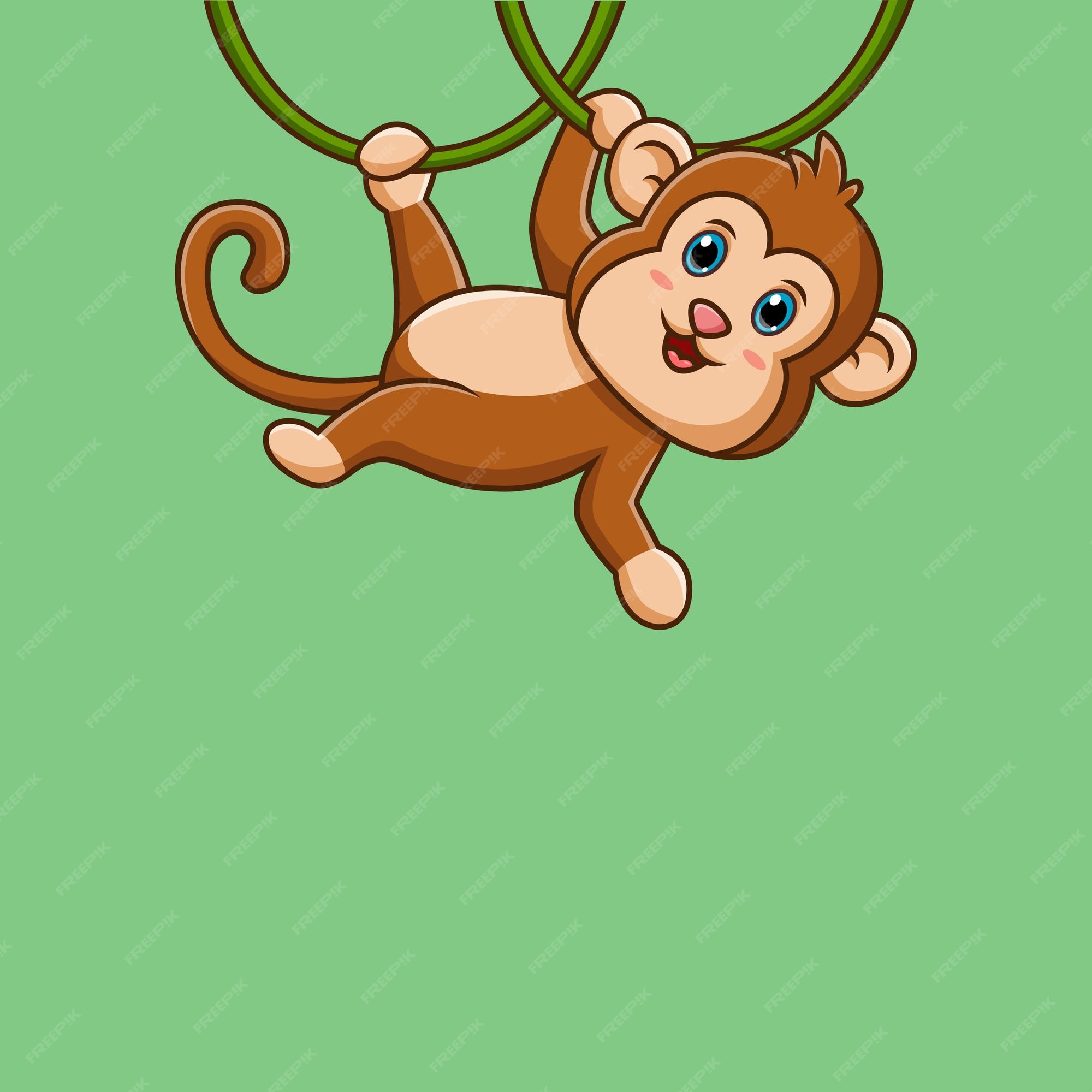 Macaco Bonito Personagem Desenho Animado Simples imagem vetorial