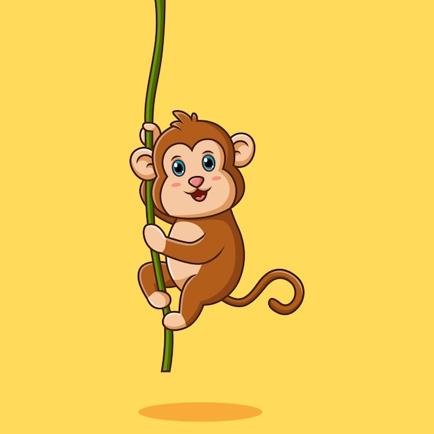 Macaco Bonito Personagem Desenho Animado Simples imagem vetorial