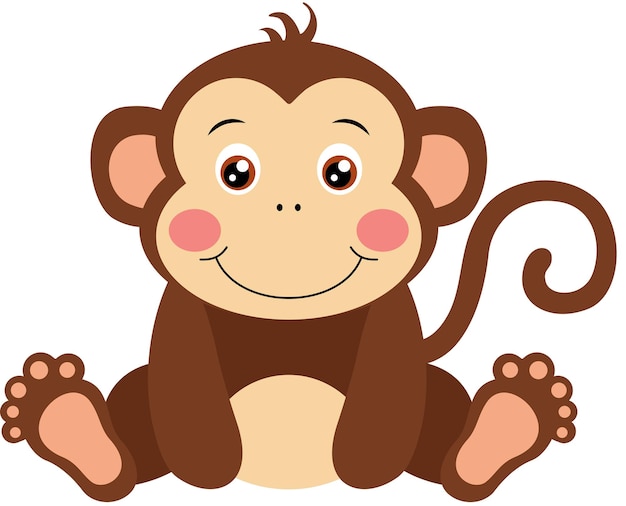 Desenho De Macaco Infantil. Macaco Dos Desenhos Animados, Selvagem E Alegre  Mão Desenhada Ilustração Vetorial. Royalty Free SVG, Cliparts, Vetores, e  Ilustrações Stock. Image 50487124