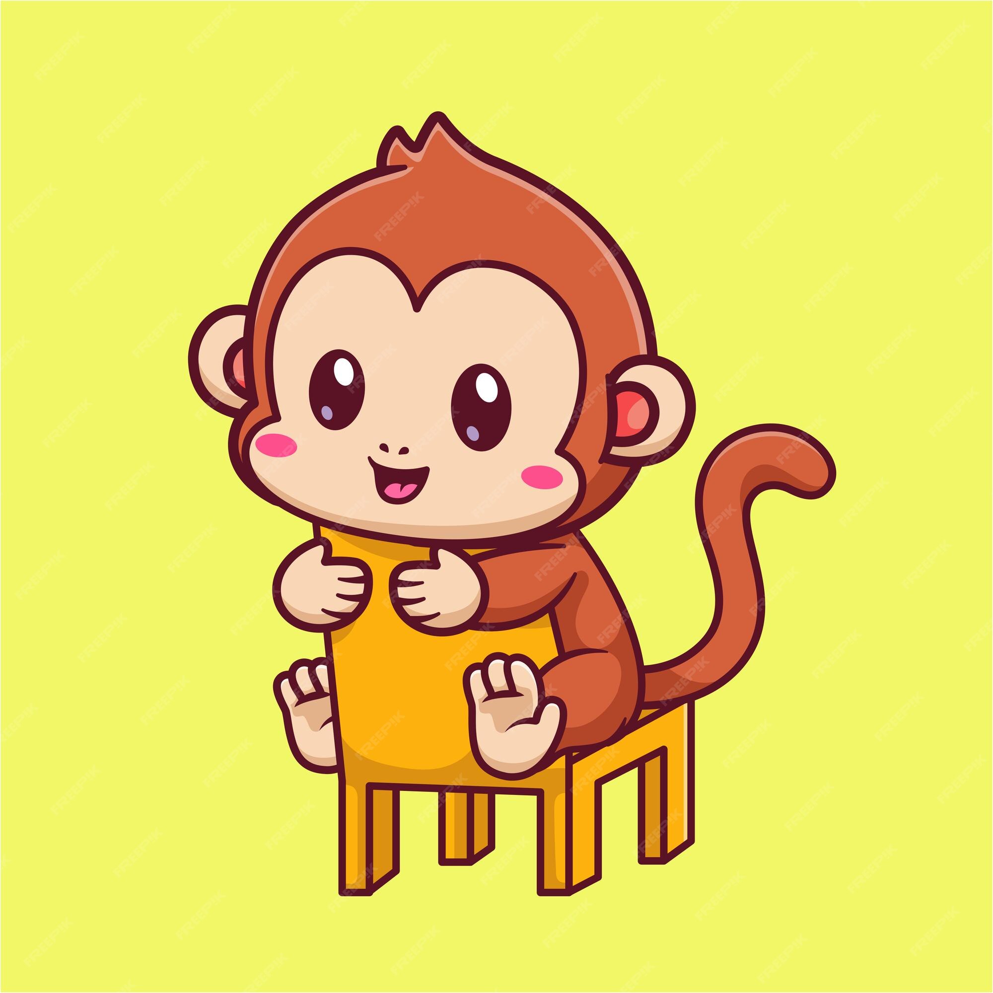 Ilustração Vetorial Bonito Bebê Macaco Desenho Animado Sentado