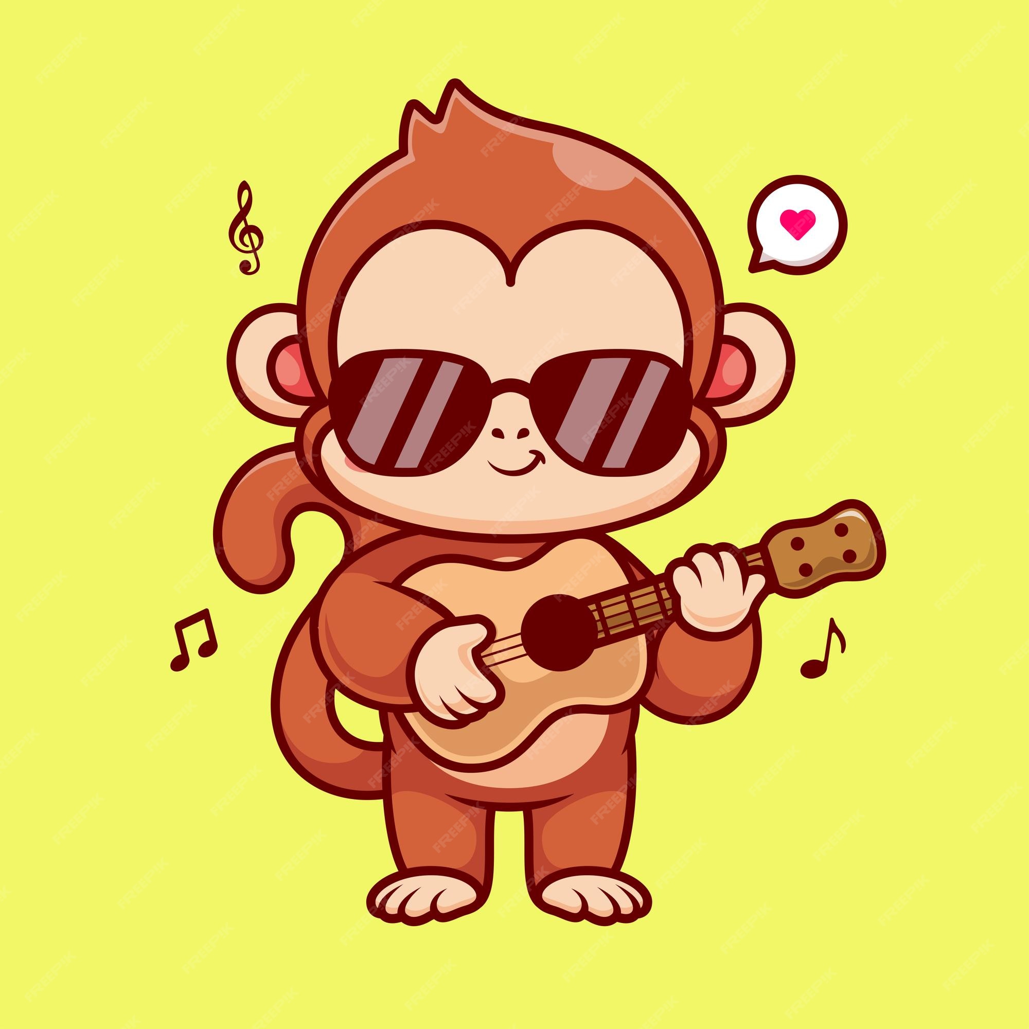 Conjunto Macacos Engraçados Bonitos Estilo Desenho Animado imagem vetorial  de musicphone1© 203703896