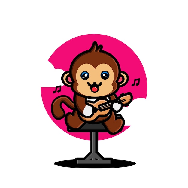 Vetor macaco bonito tocando guitarra