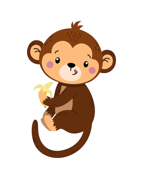 Macaco Dos Desenhos Animados Doodle Animal Engraçado Infantil Linha Preto E  Branco Vector Illustration Ilustraciones svg, vectoriales, clip art  vectorizado libre de derechos. Image 94238111