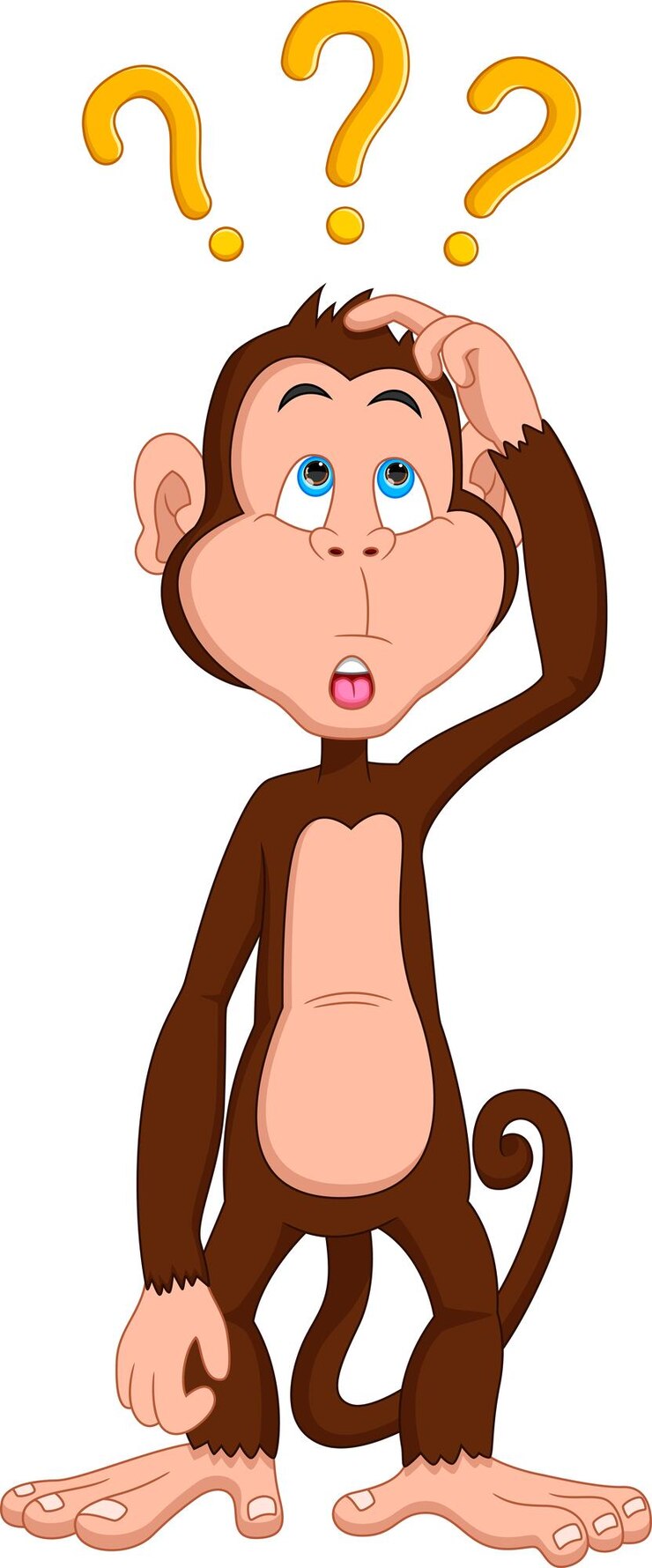 Vetor macaco confuso dos desenhos animados no fundo branco