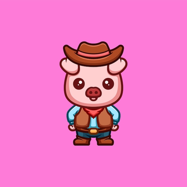 Macaco cowboy bonito criativo kawaii cartoon mascote logotipo