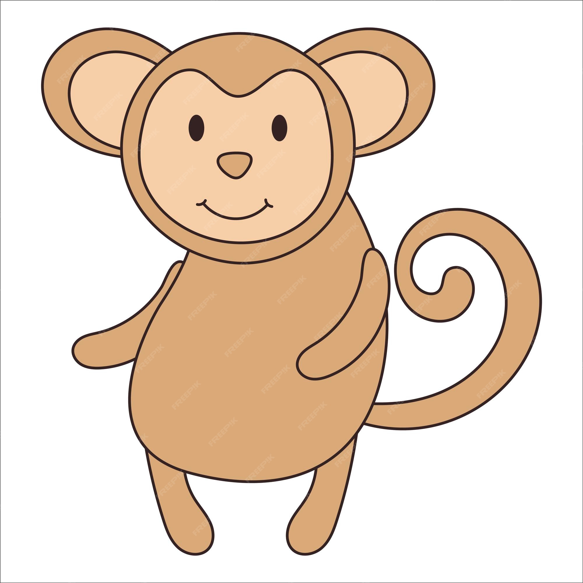 Macaco Dos Desenhos Animados Doodle Animal Engraçado Infantil Linha Preto E  Branco Vector Illustration Ilustraciones svg, vectoriales, clip art  vectorizado libre de derechos. Image 94238111