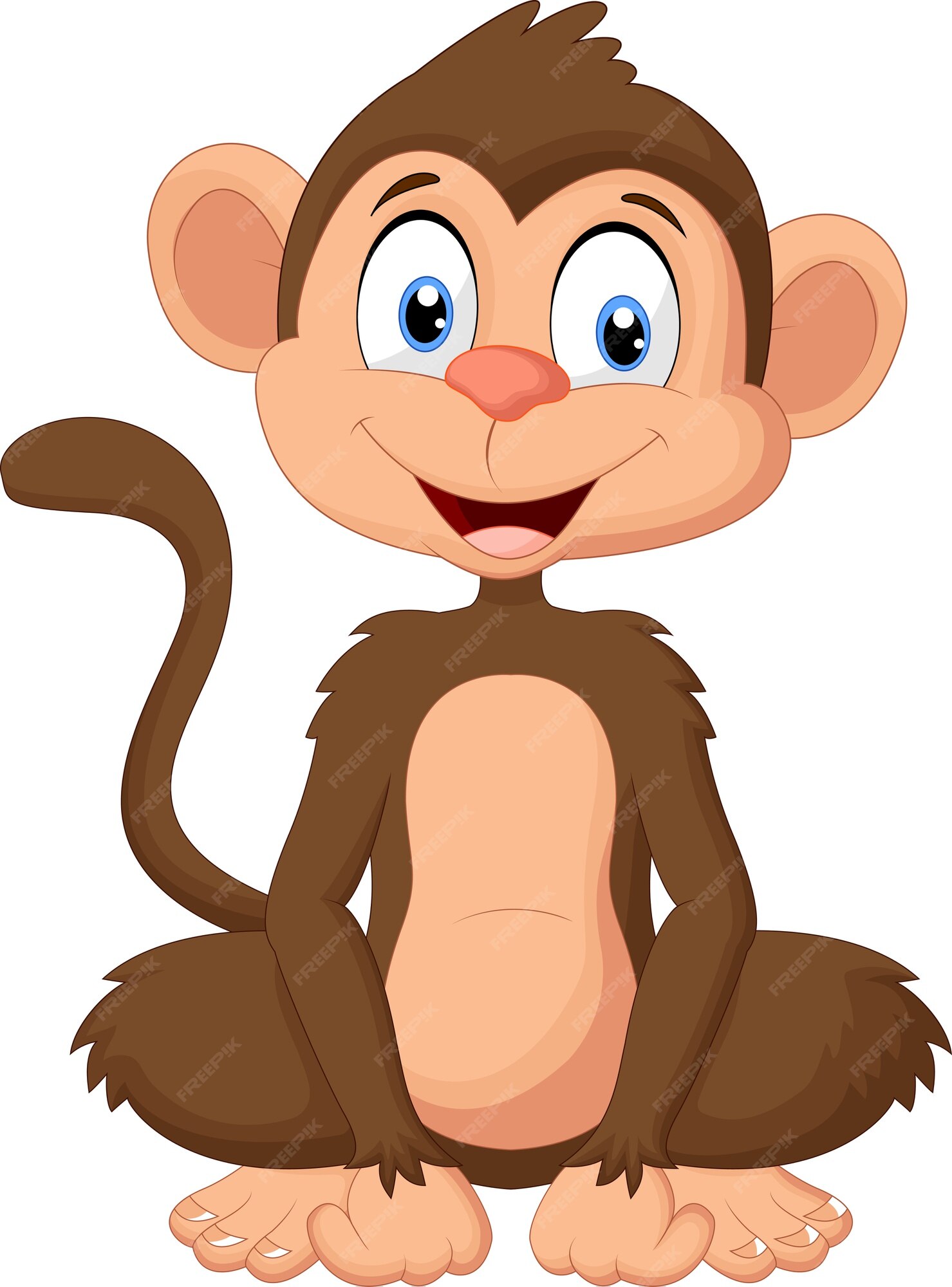 Um Desenho Animado De Macaco Bonito Sentado E Sorrindo Ilustração do Vetor  - Ilustração de floresta, feliz: 157877170