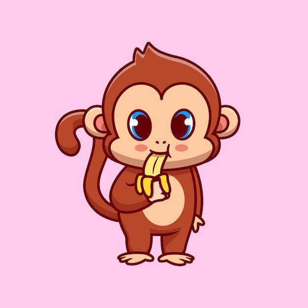 Desenho Animado Fofo Macaco Comendo Banana Colorido E Esboçado Em Fundo  Branco Para Colorir a Página Ilustração Stock - Ilustração de projeto,  branco: 189173516