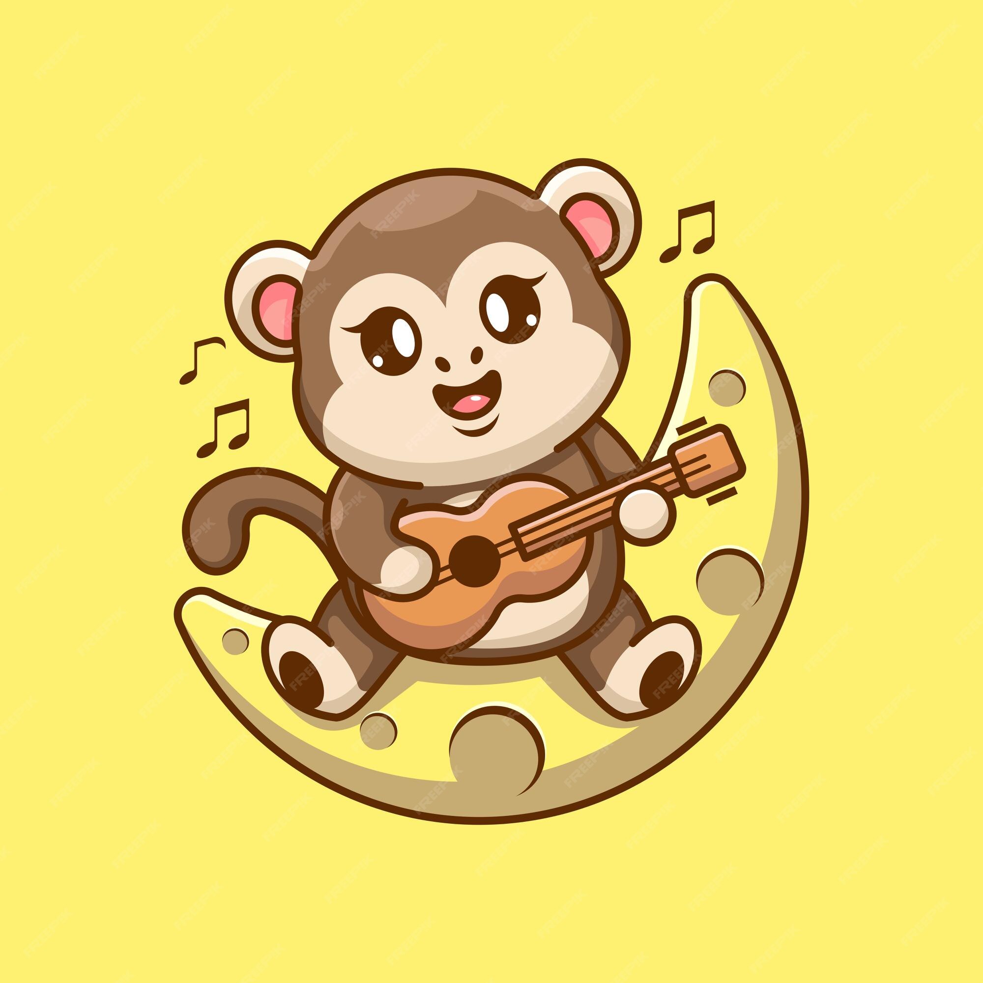 personagens de macacos fofos tocando violão 12732029 Vetor no Vecteezy