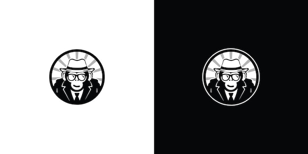 Macaco logotipo simples estilo mascote premium vector