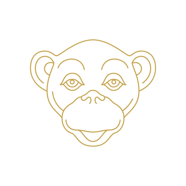 Macaco macaco focinho selva personagem exótico ícone de linha monocromática ilustração vetorial