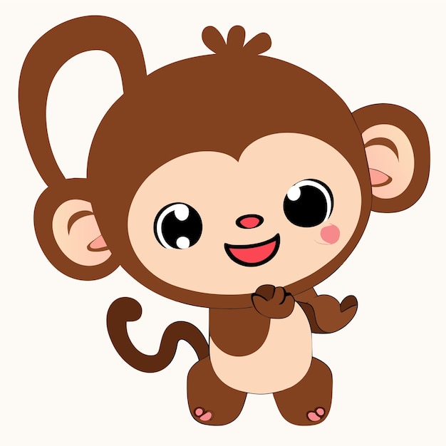 Macaco mascote fofo mão desenhada desenho animado adesivo ícone conceito ilustração isolada