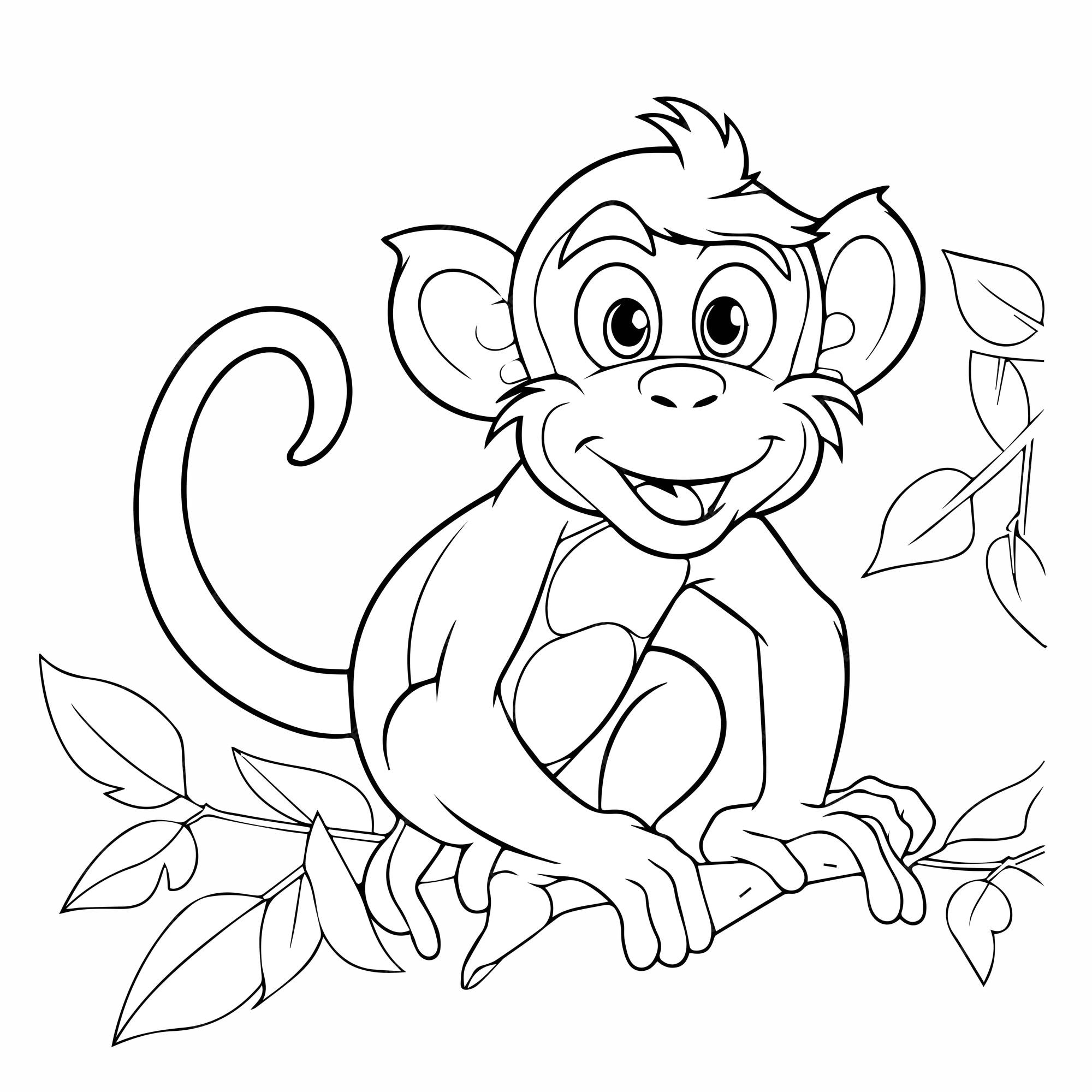 Ilustração Vetorial De Macaco De Desenho Animado - Livro De Colorir Para  Crianças Royalty Free SVG, Cliparts, Vetores, e Ilustrações Stock. Image  197879652