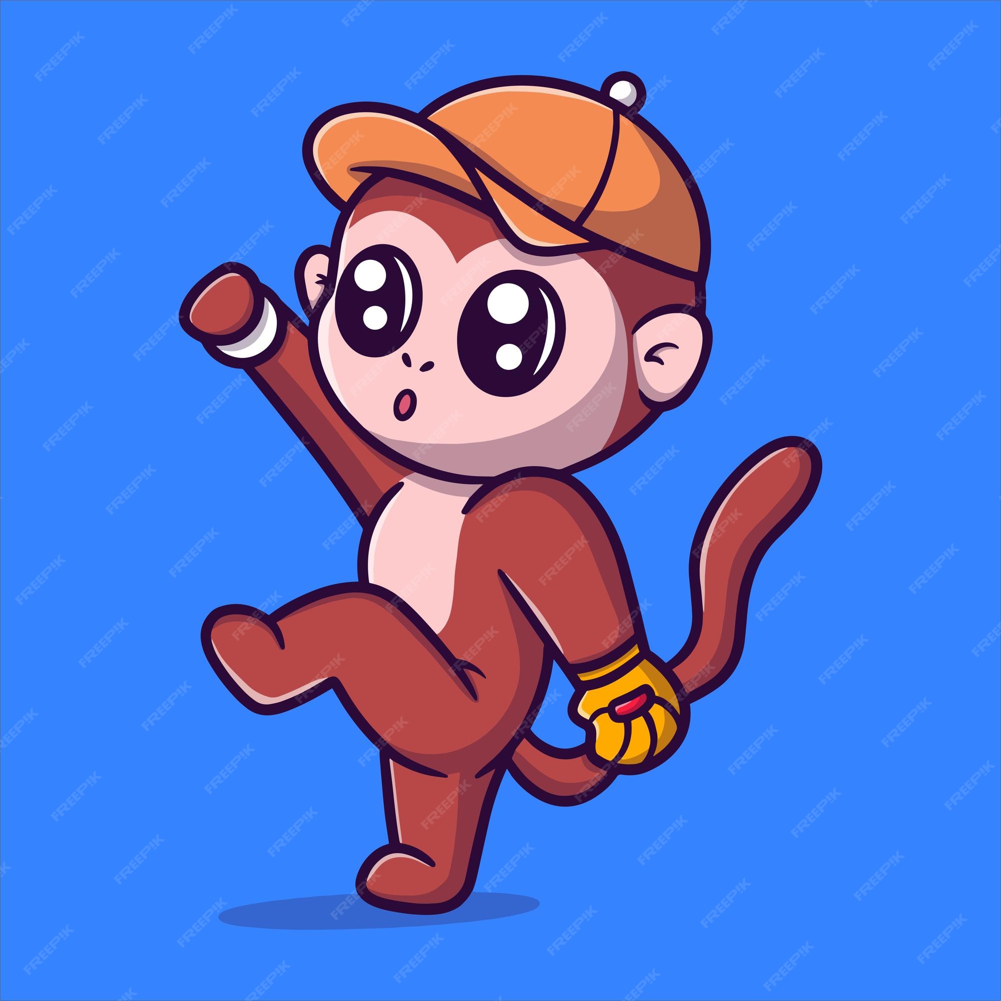 Desenho De Macaco Bonito Vetor Jogando Ilustração Material De