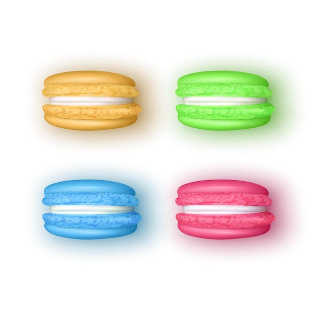 Vetor macarons realistas doces franceses macarons na ilustração vetorial de fundo branco