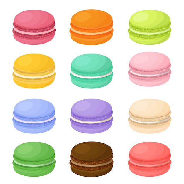 Vetor macaroons coloridos diferentes