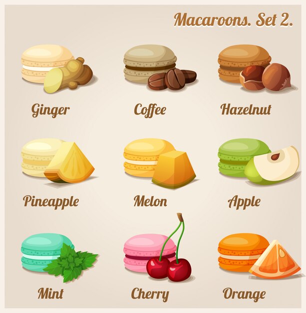 Macaroons definir ilustração sabor