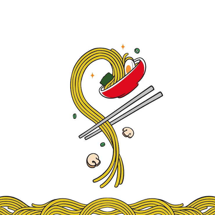 Vetor macarrão comprido com macarrão de massa com palitos