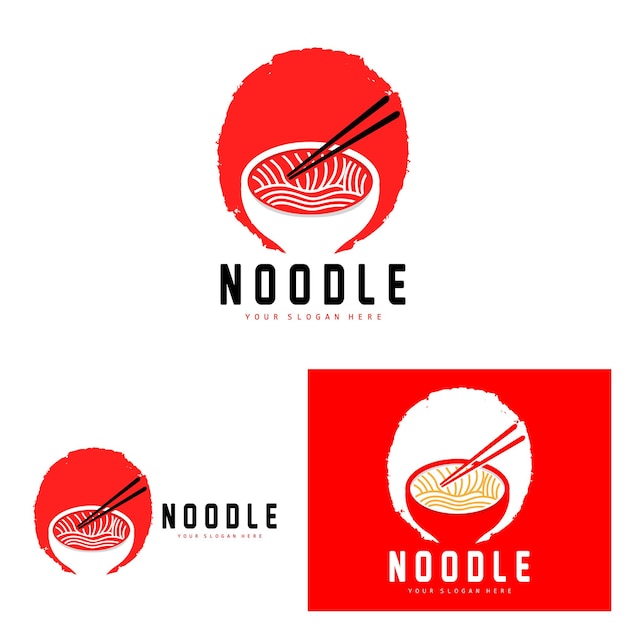 Macarrão Logo Ramen Vector Comida chinesa Restaurante de fast food Design de marca Marca de produto Café Logotipo da empresa