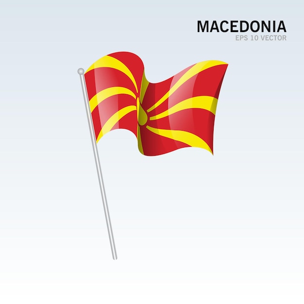 Macedônia agitando bandeira isolada em cinza