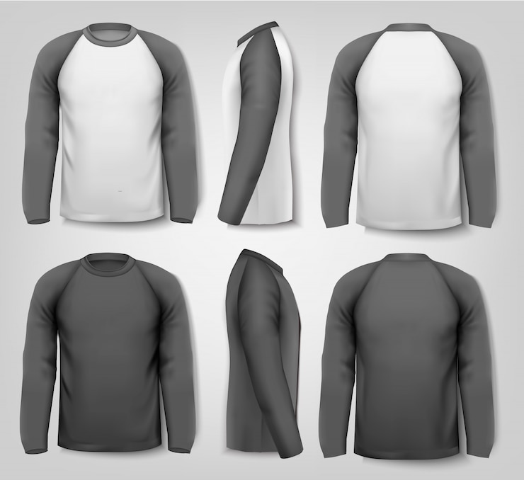 Vetor macho preto e branco de mangas compridas
