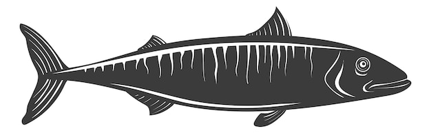 Mackrel black icon logotipo de restaurante de frutos do mar silhueta de peixe