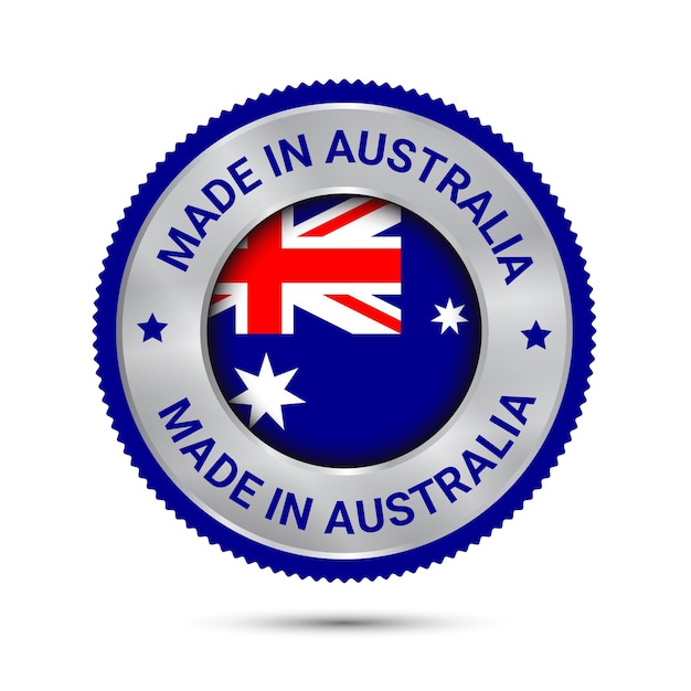 Made in australia emblemas logotipo com a bandeira premium vector