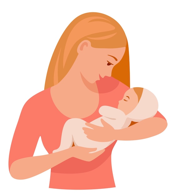 mãe com bebê mulher segurando um bebê em seus braços olhando para ele com amor