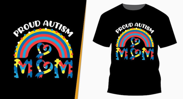 Vetor mãe de autismo orgulhosa design de camiseta arco-íris de autismo bonito