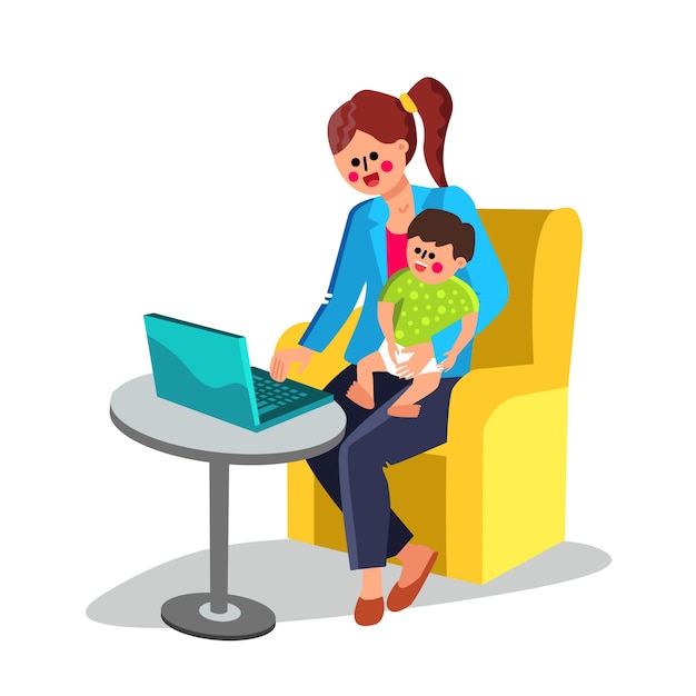 Mãe de negócios com bebê disponível trabalhando