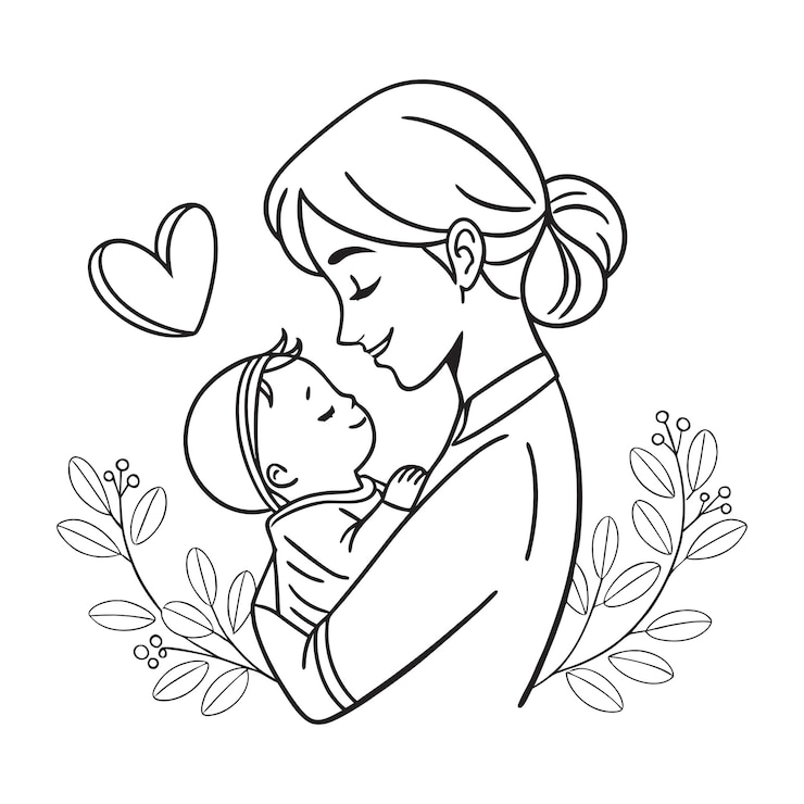 Vetor mãe e bebê plotter file svg