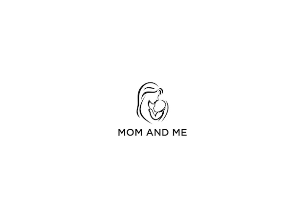 Mãe e eu ilustração vetorial de design de logotipo