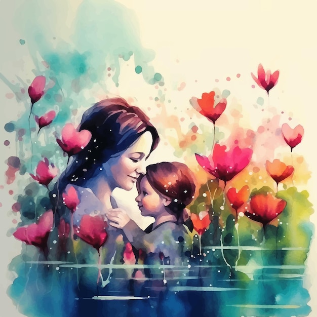 Vetor mãe segurando o filho bebê em seus braços feliz dia das mães ilustração em vetor cartão