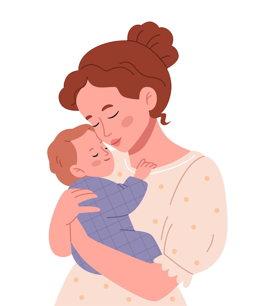 Mãe segurando uma criança em seus braços Cute imagem vintage Conceito de gravidez e amamentação