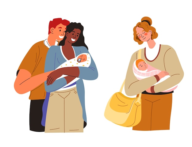 Mães com bebês Vector de ilustração