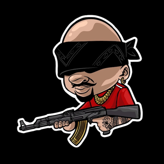 máfia careca blin segurando arma