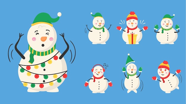 Mágico boneco de neve com doces e presentes, atividade ao ar livre de inverno para crianças, inverno e natal