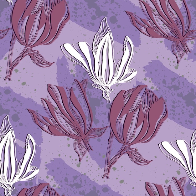 Magnólia padrão floral sem costura