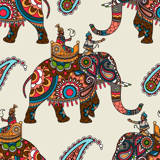 Maharadjah indiano no fundo sem emenda de elefante