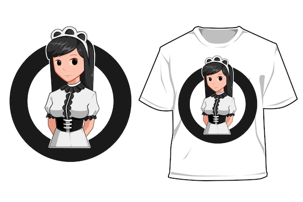 Maid maid girl na ilustração dos desenhos animados