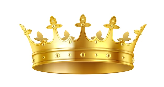 Majestica coroa dourada com cristas ilustração vetorial realista