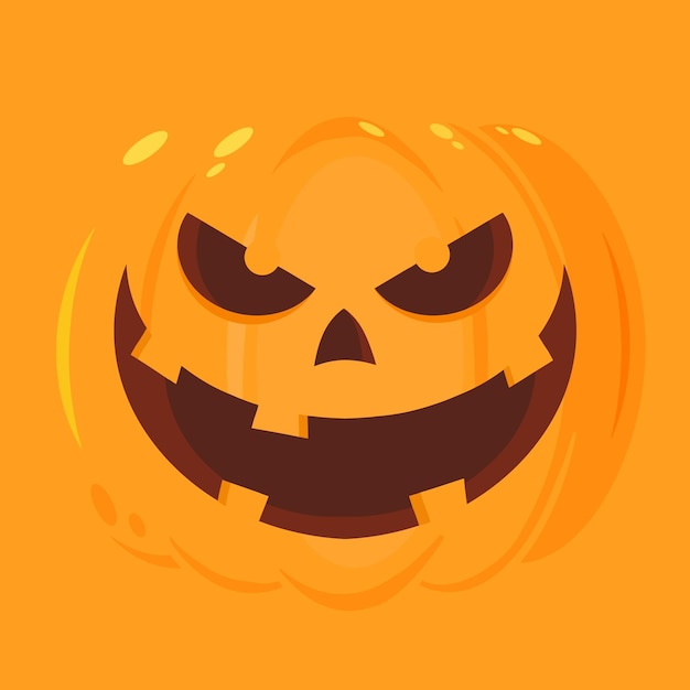 Mal halloween abóbora desenho animado emoji rosto personagem ilustração vetorial design plano