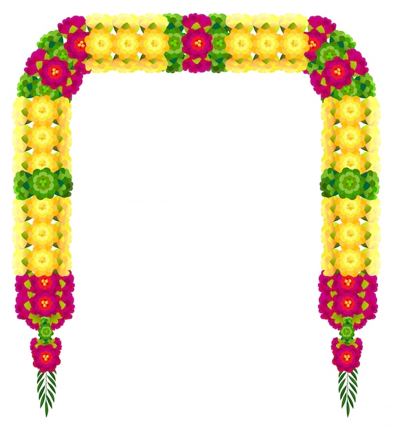 Mala indiano tradicional ugadi guirlanda pétalas de flores decoração de casamento