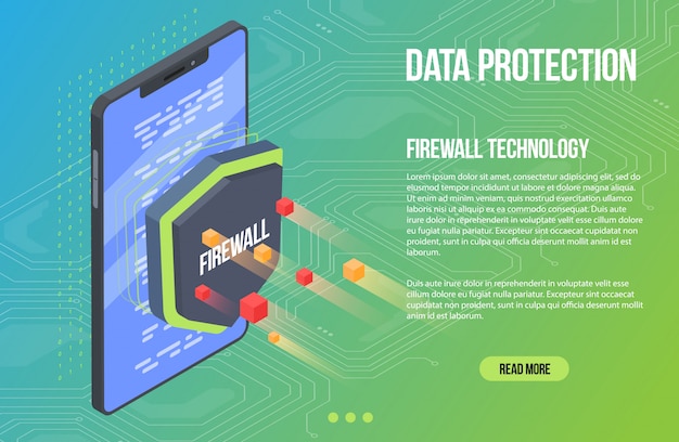 Malware de segurança de verificação de vírus. ilustração em vetor plana isométrica escudo guarda. crime cibernético e proteção de dados. proteção de banco de dados e smartphone.