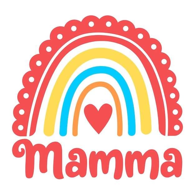 Mamma Boho Rainbow Heart Pattern Rainbow Cricut Rainbow com coração