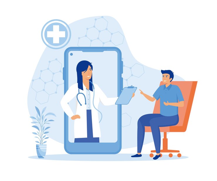Vetor managing using mobile application control health indicators consult online doctor (control de indicadores de saúde através de aplicações móveis)